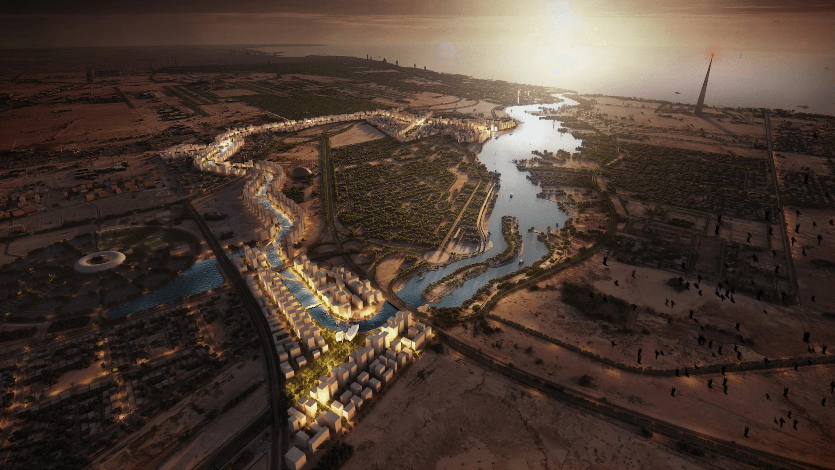 Aerial view of ROSHN Group's first mixed-use destination, MARAFY, in Jeddah